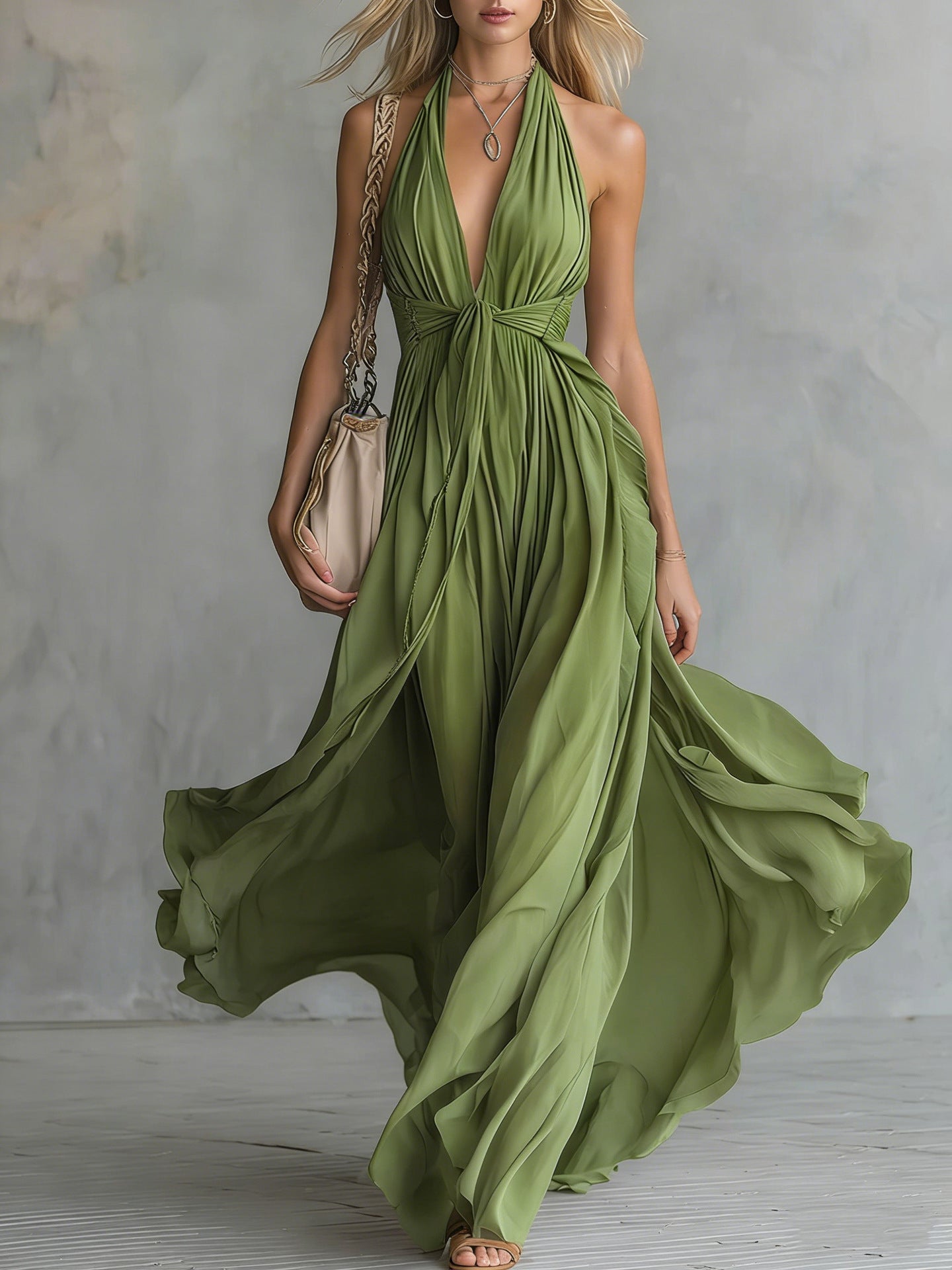 Womens V-Neck Sleeveless Dress