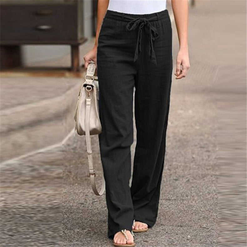 Women's Cotton Linen Wide Leg Pants