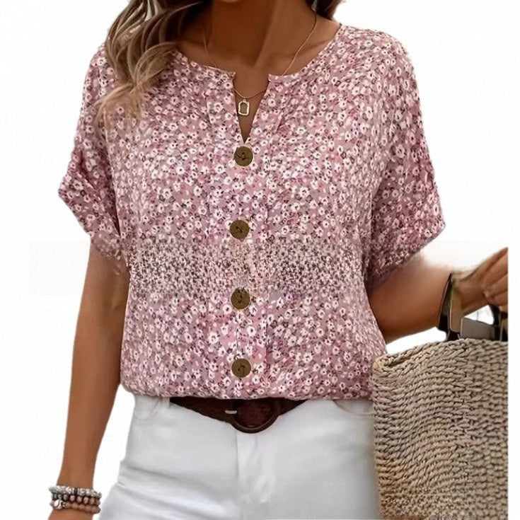 Women's 3D Jacquard V-Neck T-Shirt