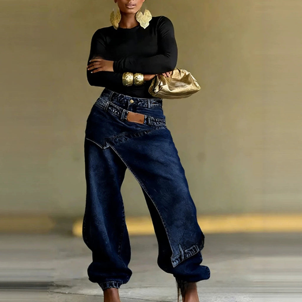 Designer Patchwork Denim Trousers
