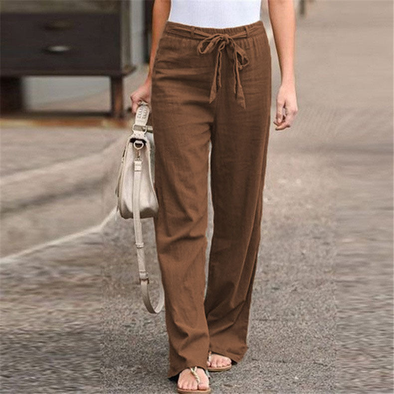 Women's Cotton Linen Wide Leg Pants