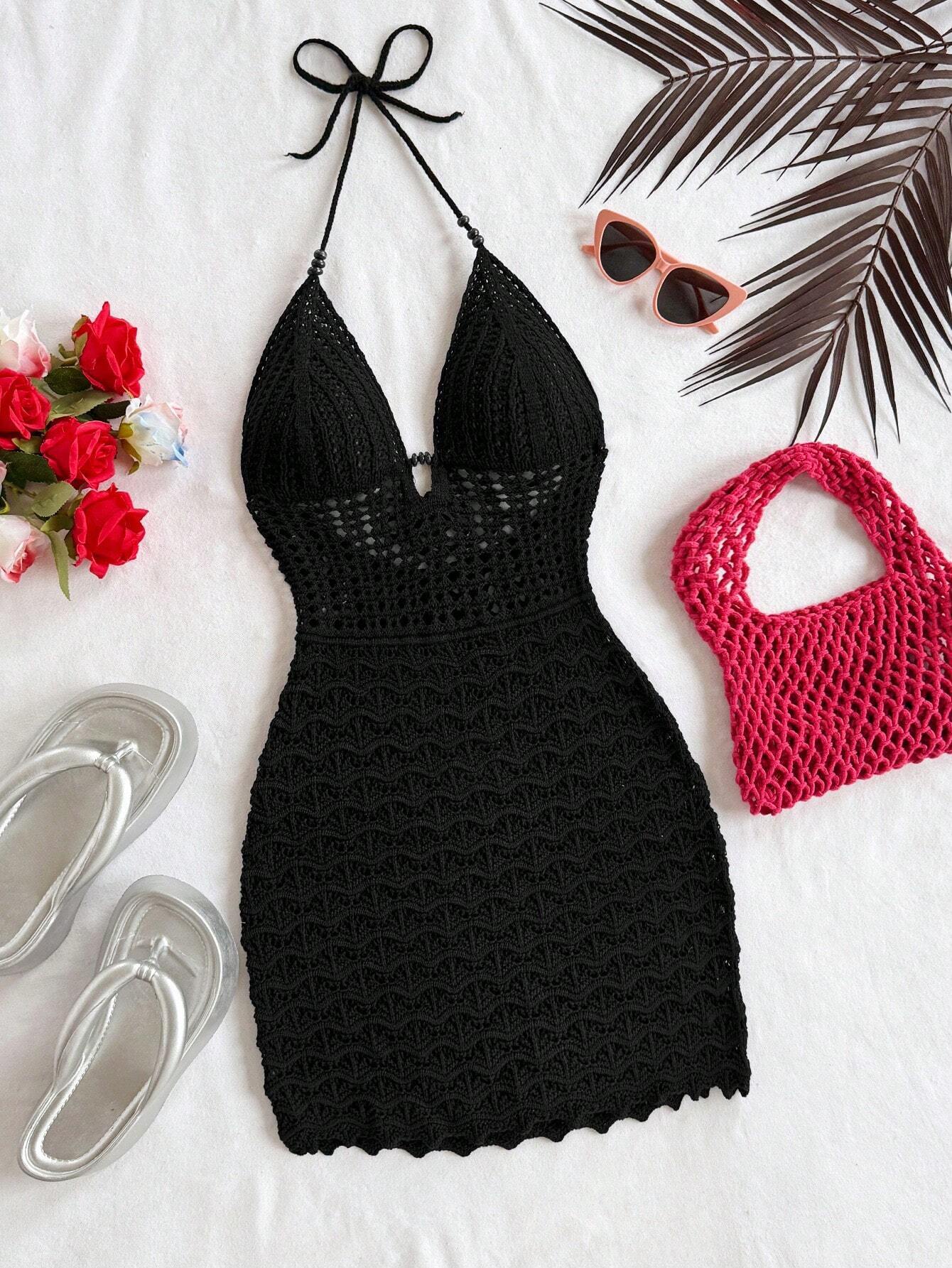 Womens Knitted Beach Cover Up Dress