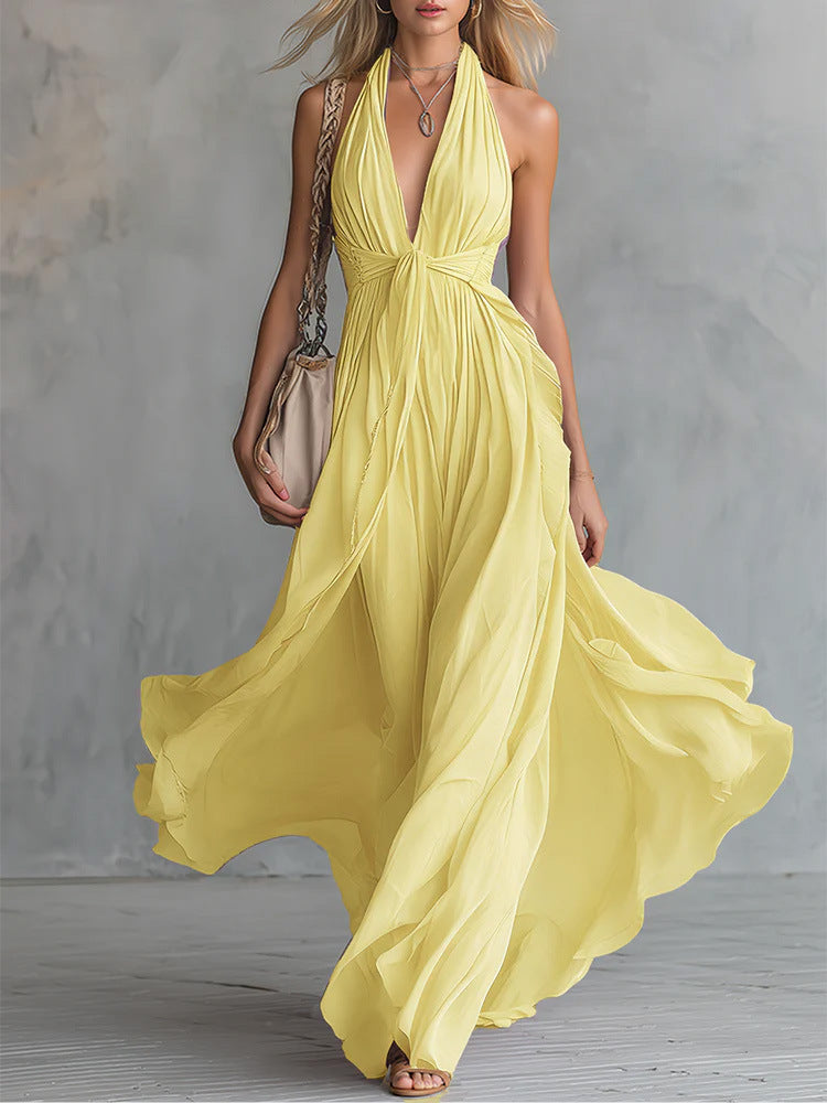 Womens V-Neck Sleeveless Dress