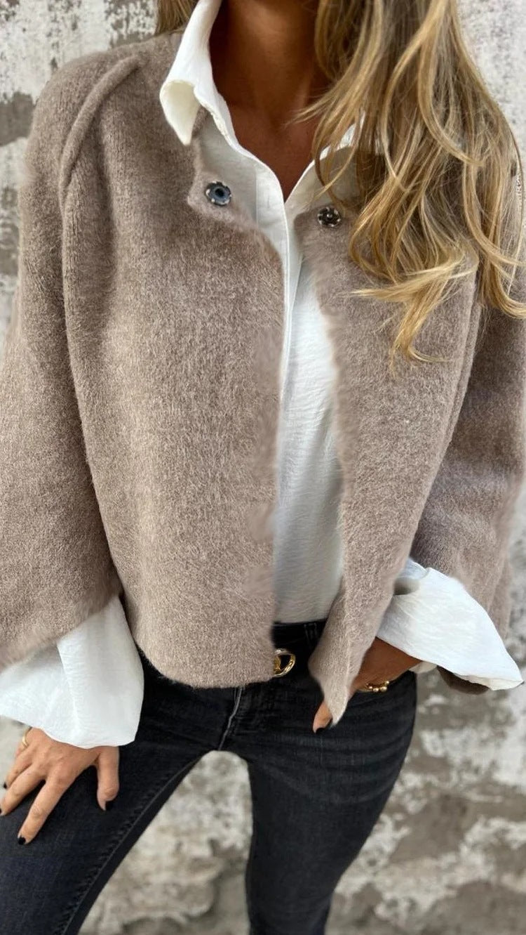 Loose Fit Cashmere Long Sleeve Jacket