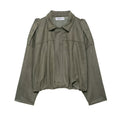 Womens Lapel Zipper Suede Jacket