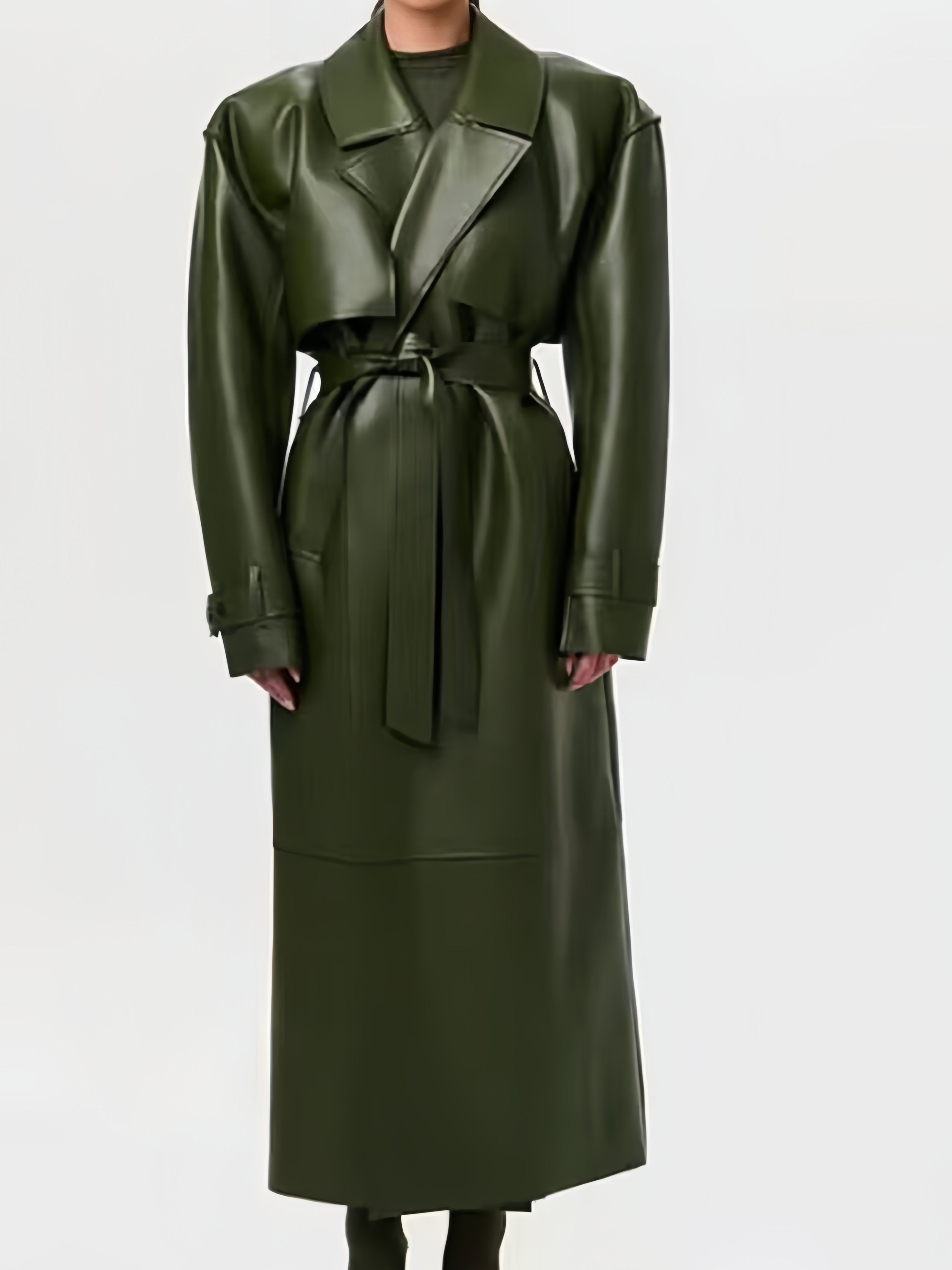 American Retro Long Coat with Belt