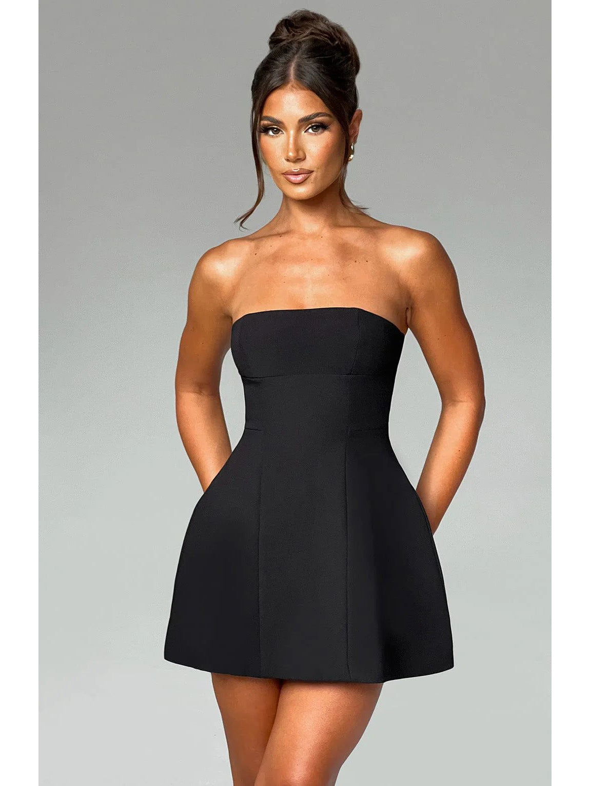 Womens High Waist Tube Top Dress