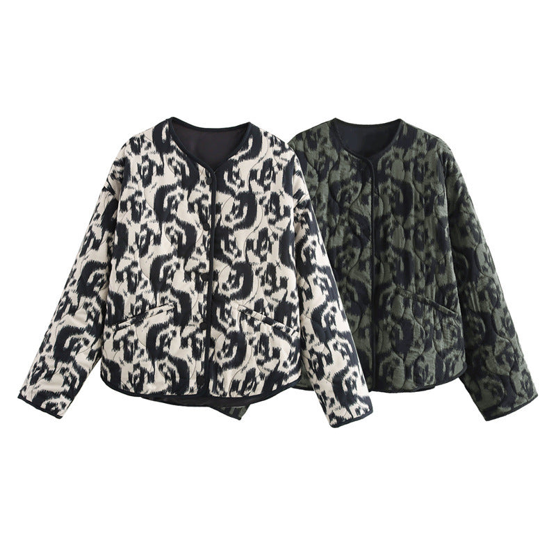 Womens Quilted Print Jacket