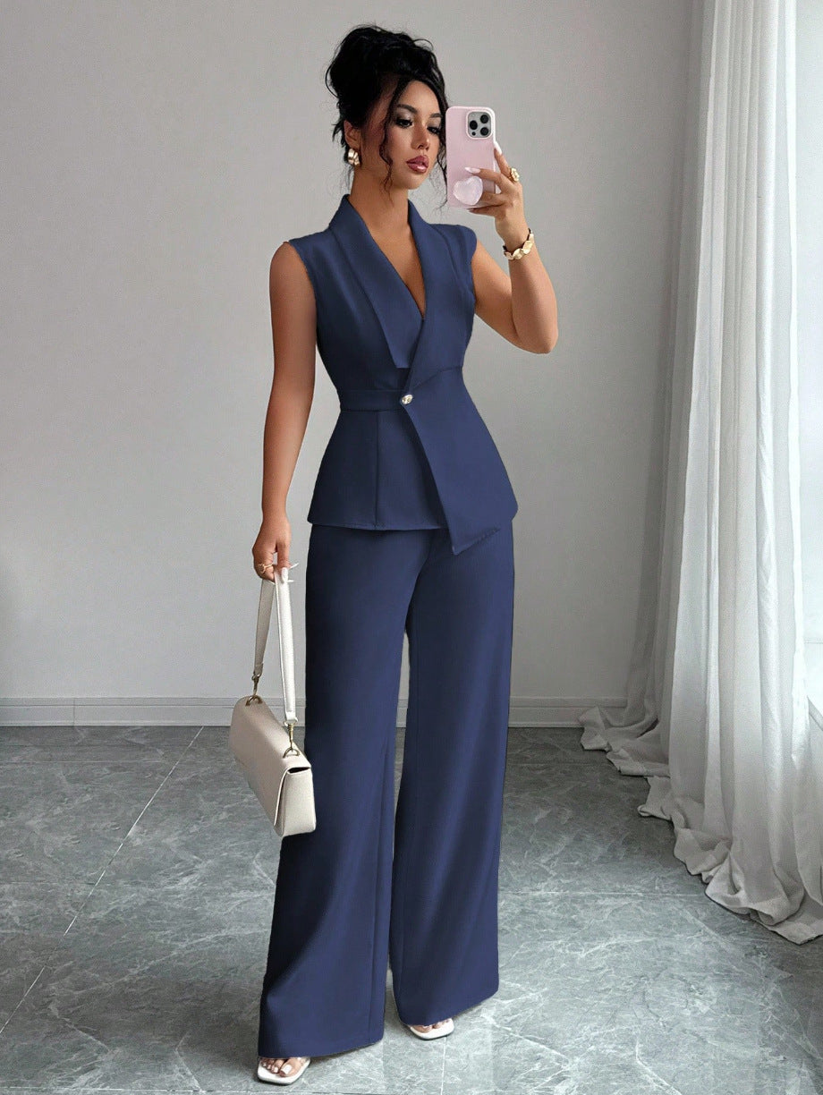 Elegant Sleeveless Vest and Pants Set