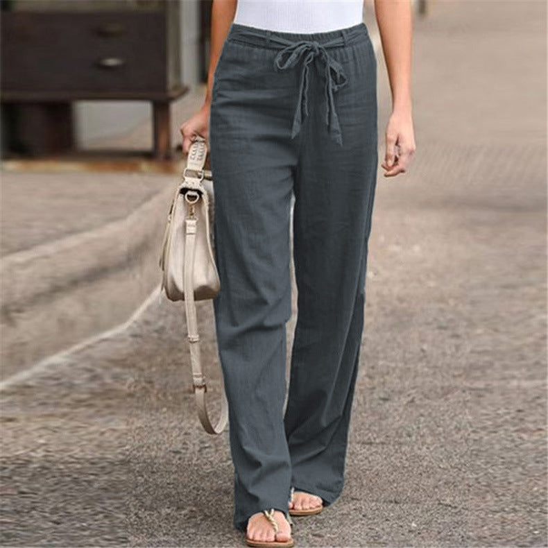 Women's Cotton Linen Wide Leg Pants