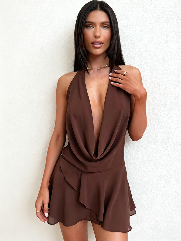 Chiffon Halter Neck Sleeveless Dress