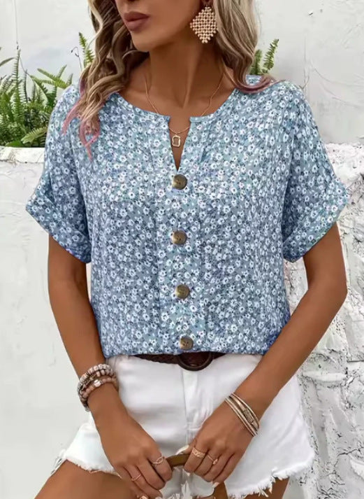 Women's 3D Jacquard V-Neck T-Shirt