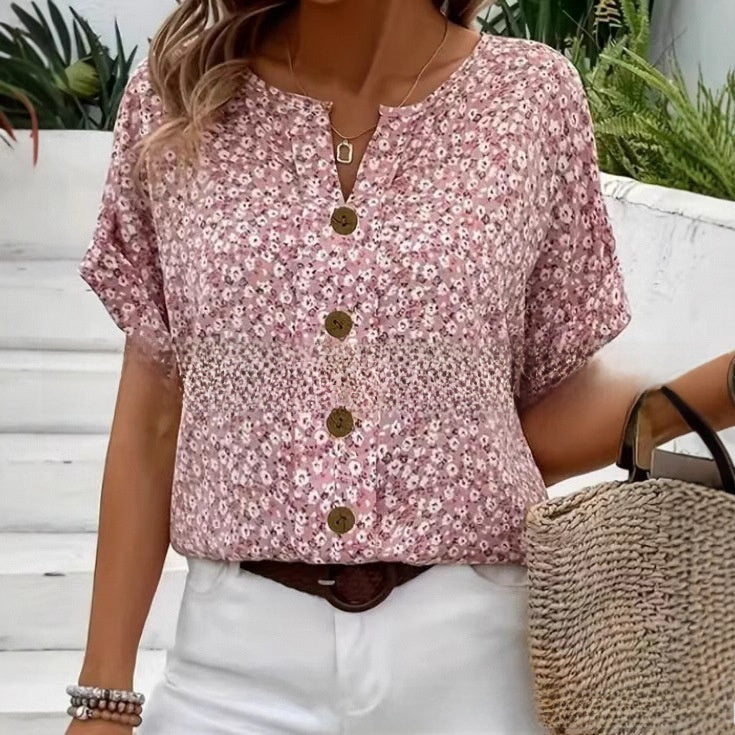 Women's 3D Jacquard V-Neck T-Shirt