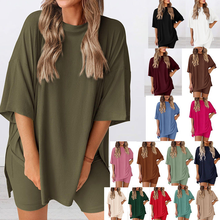 Women's Casual Short Sleeve Shorts Set