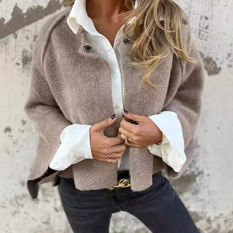 Loose Fit Cashmere Long Sleeve Jacket