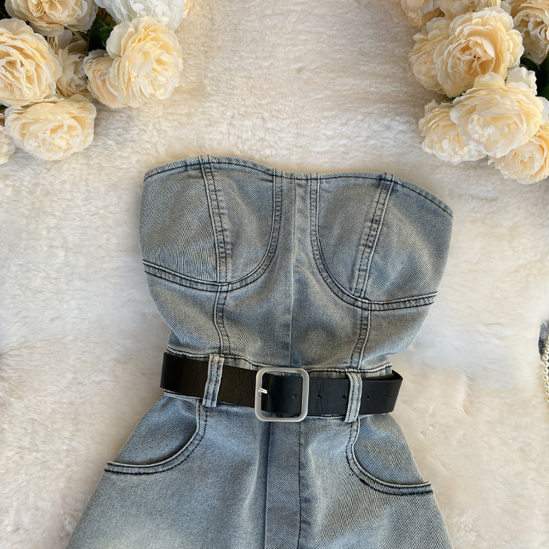 Womens Denim Jumpsuit Shorts