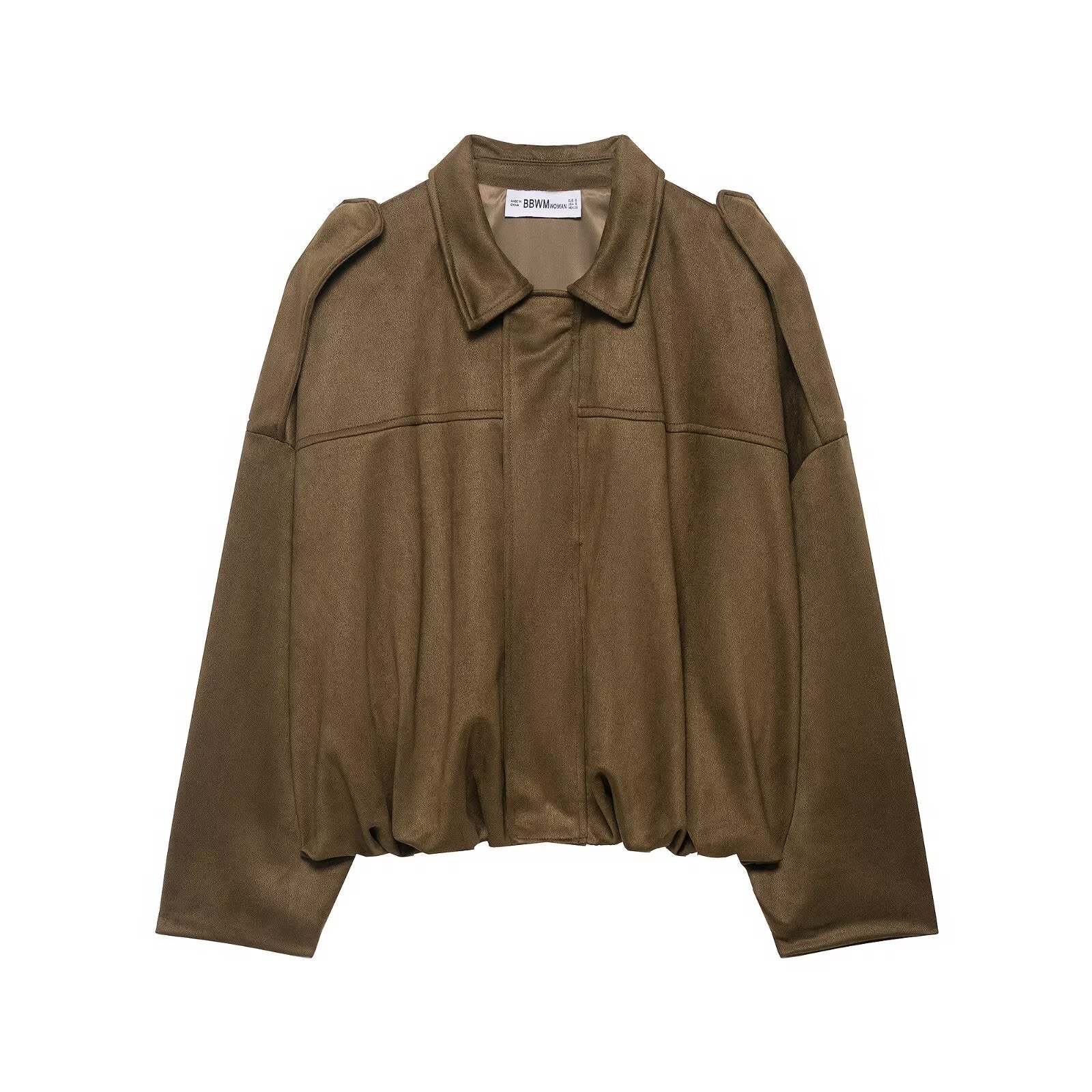 Womens Lapel Zipper Suede Jacket
