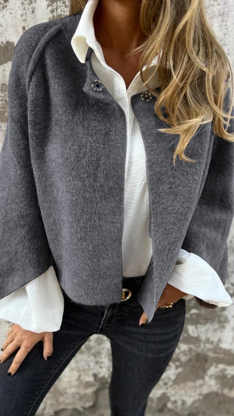 Loose Fit Cashmere Long Sleeve Jacket