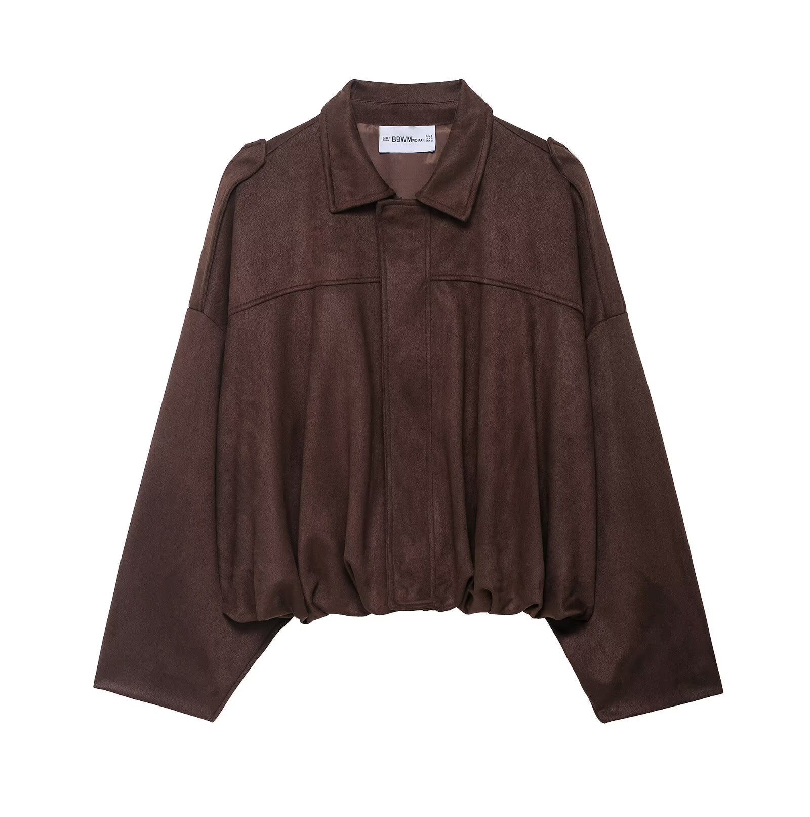 Womens Lapel Zipper Suede Jacket