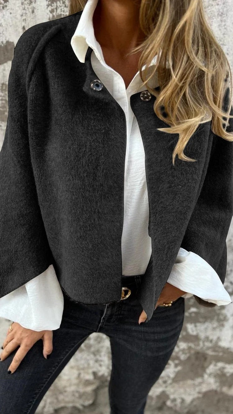Loose Fit Cashmere Long Sleeve Jacket