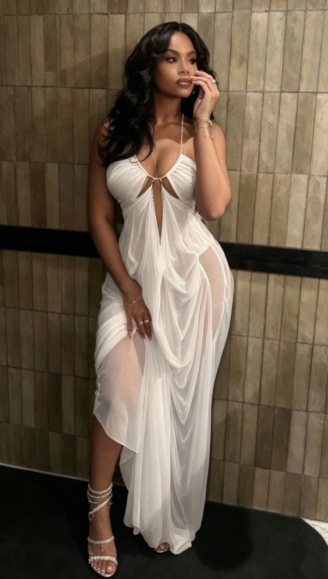 Mesh Halter Neck Dress