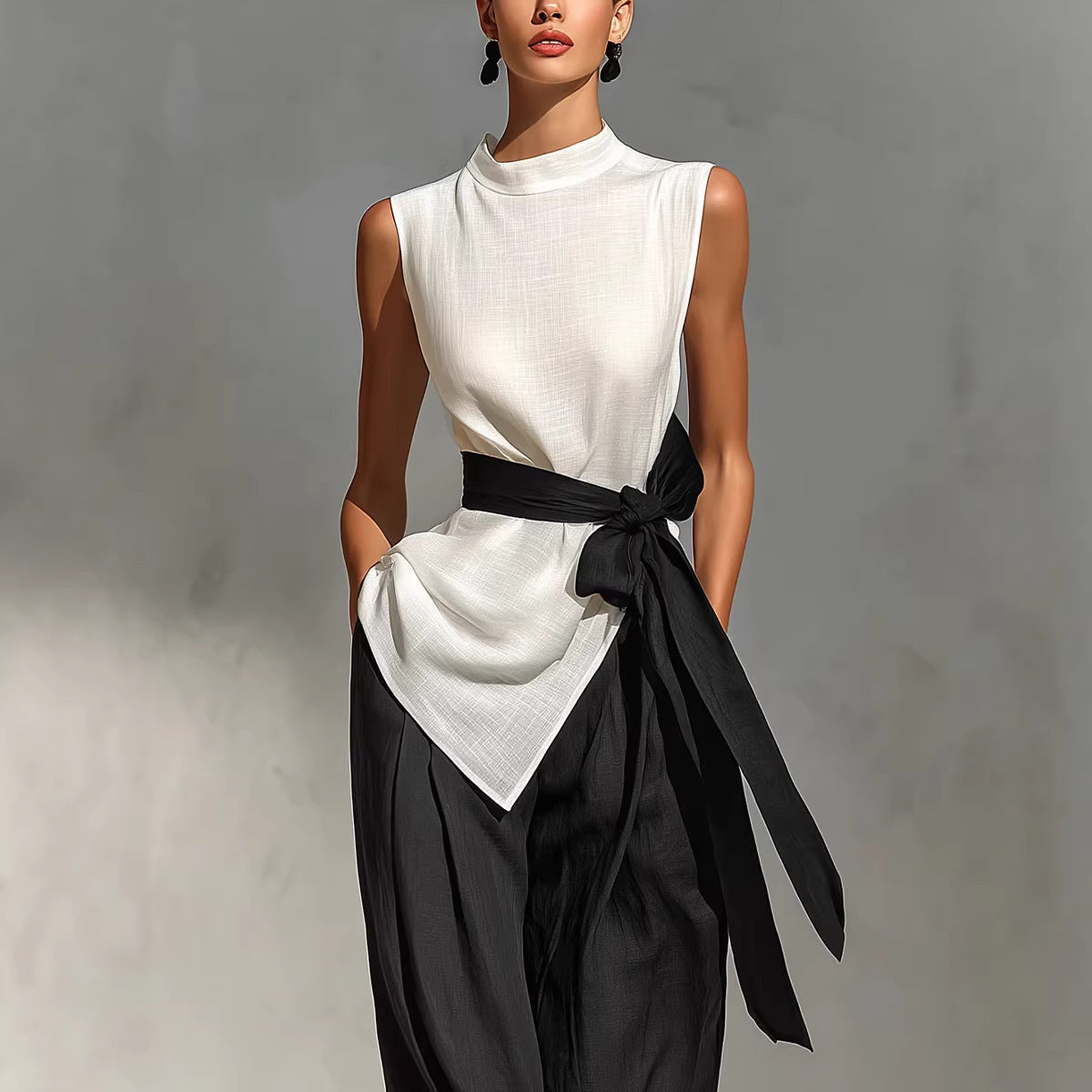 Womens Sleeveless Top and Wide-Leg Pants