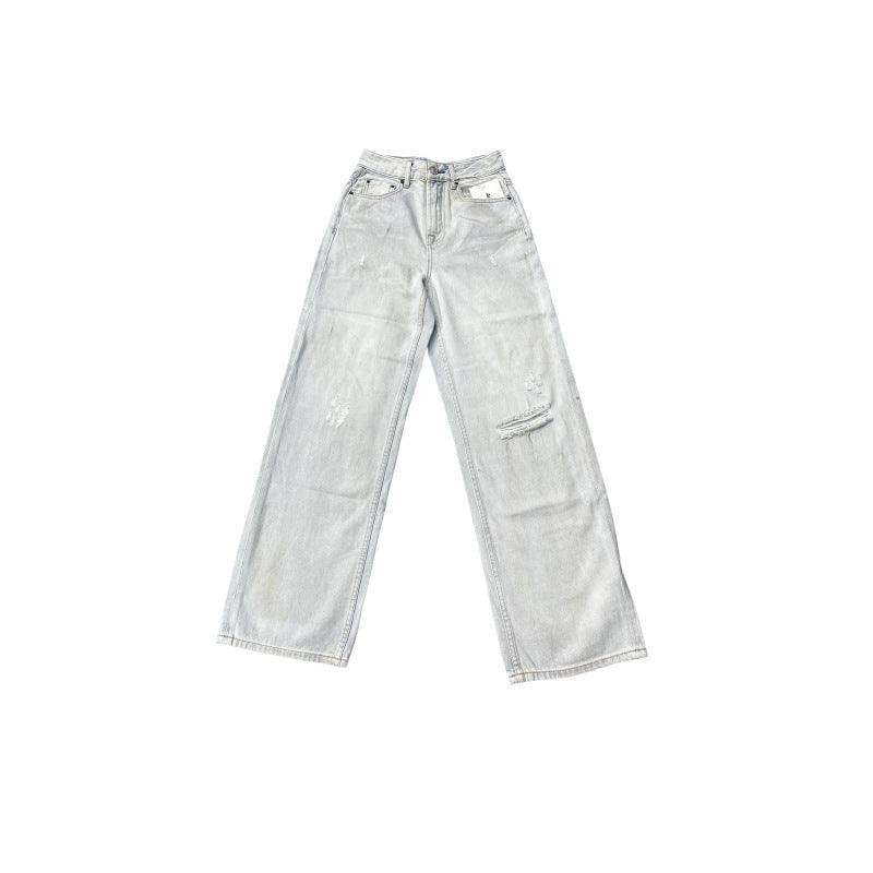 Light Blue High Waist Distressed Denim Pants