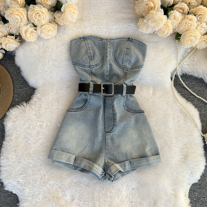 Womens Denim Jumpsuit Shorts