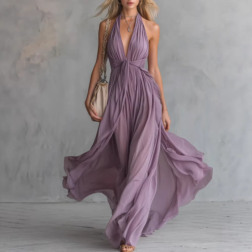 Womens V-Neck Sleeveless Dress