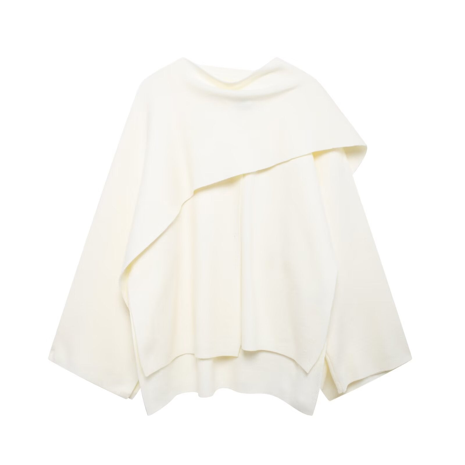 Asymmetrical Scarf Collar Knitted Jacket