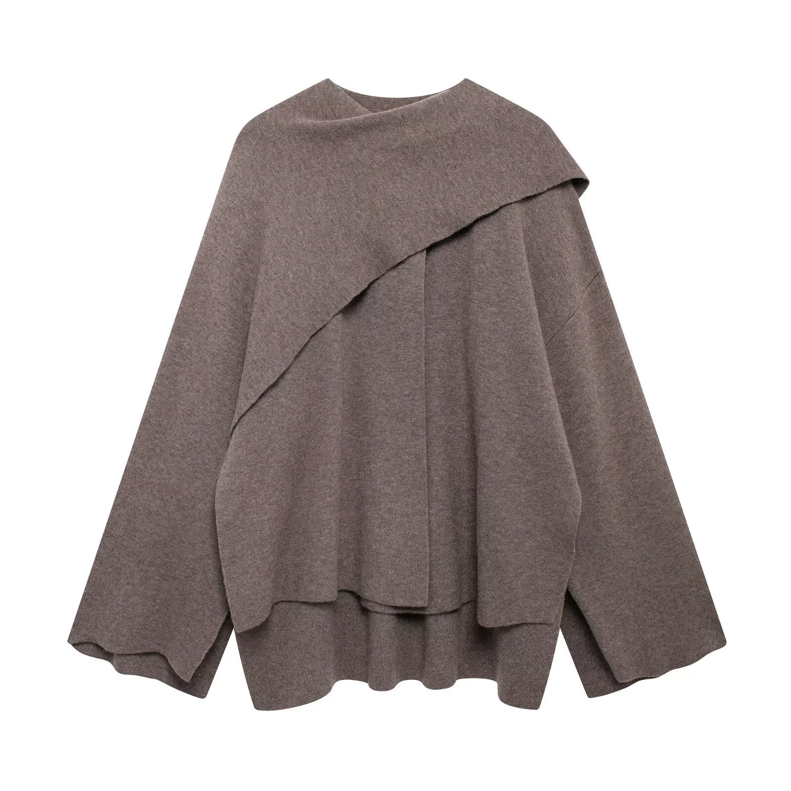 Asymmetrical Scarf Collar Knitted Jacket