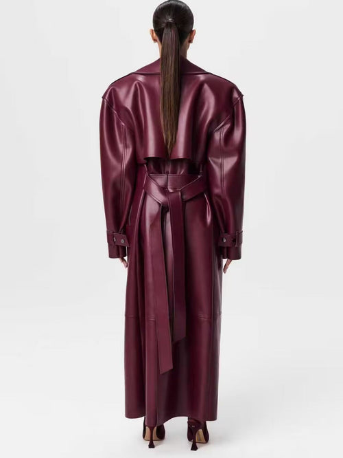 American Retro Long Coat with Belt