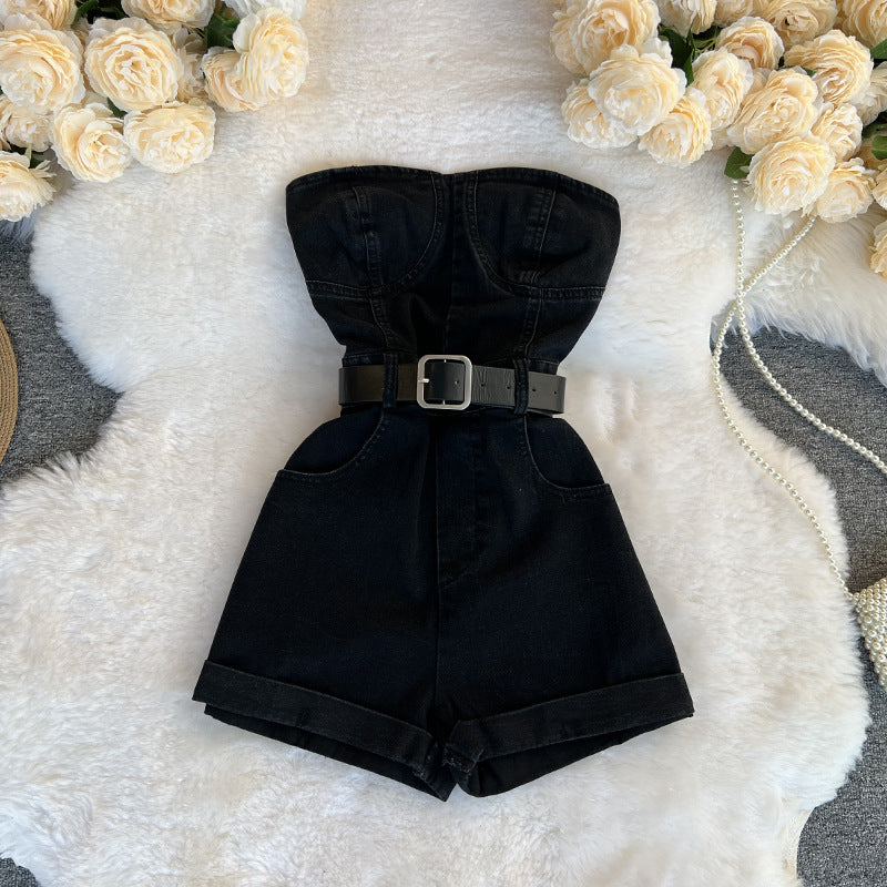 Womens Denim Jumpsuit Shorts