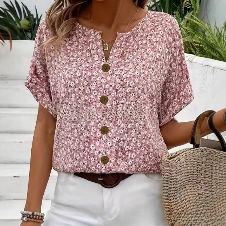 Women's 3D Jacquard V-Neck T-Shirt