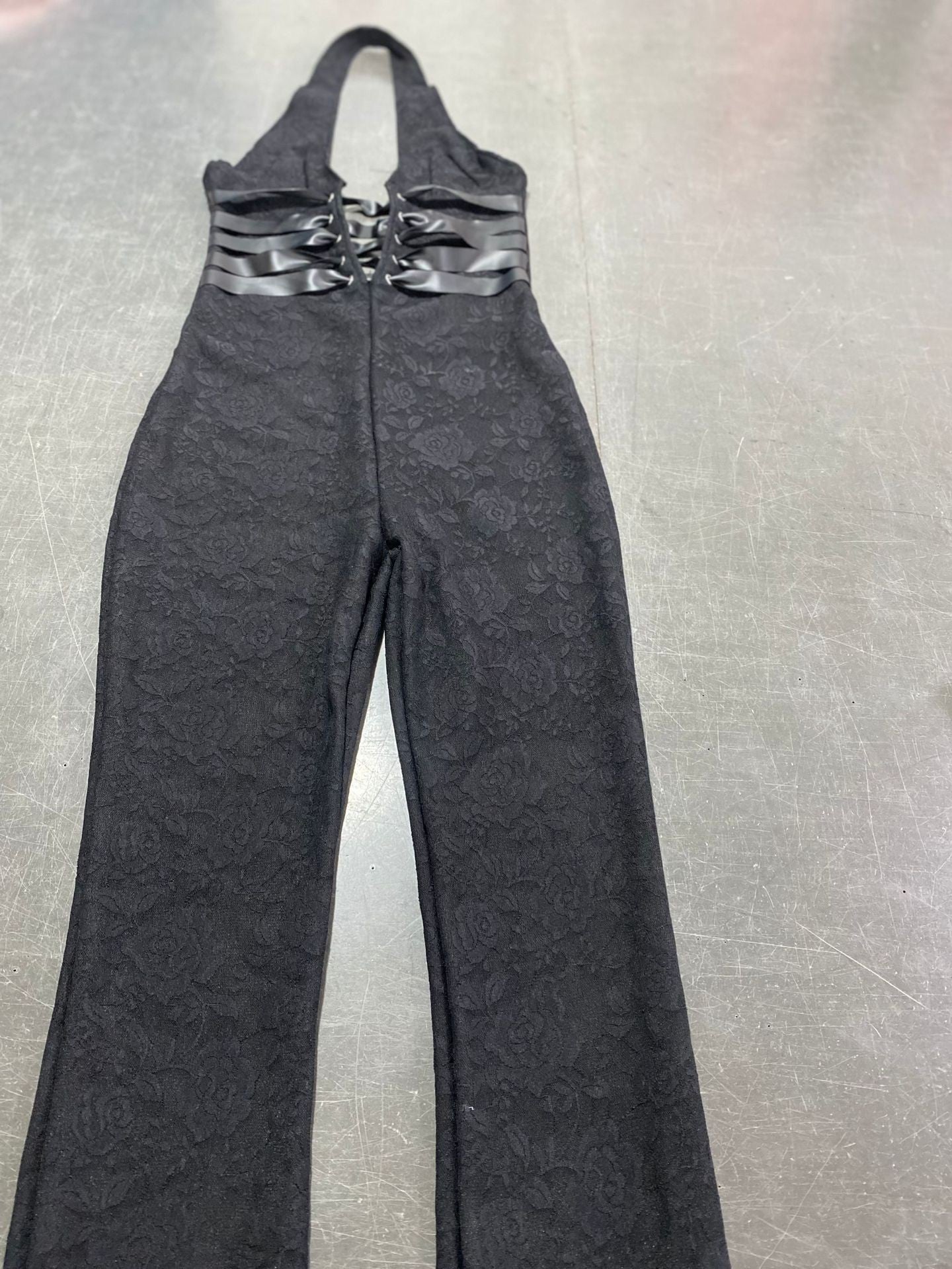 Lace Halter Neck Wide-Leg Jumpsuit