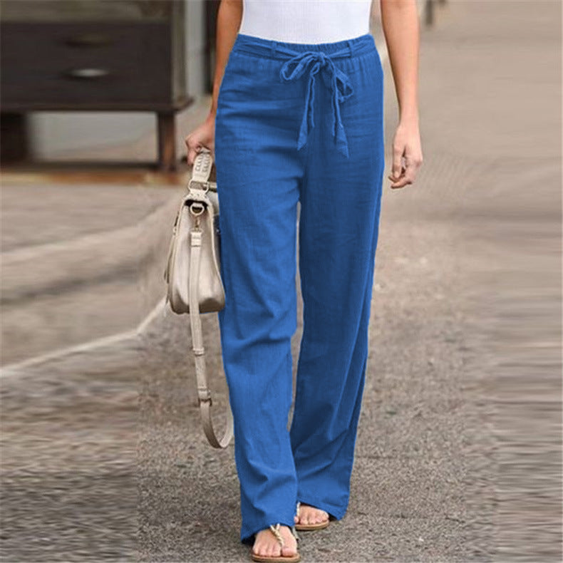 Women's Cotton Linen Wide Leg Pants