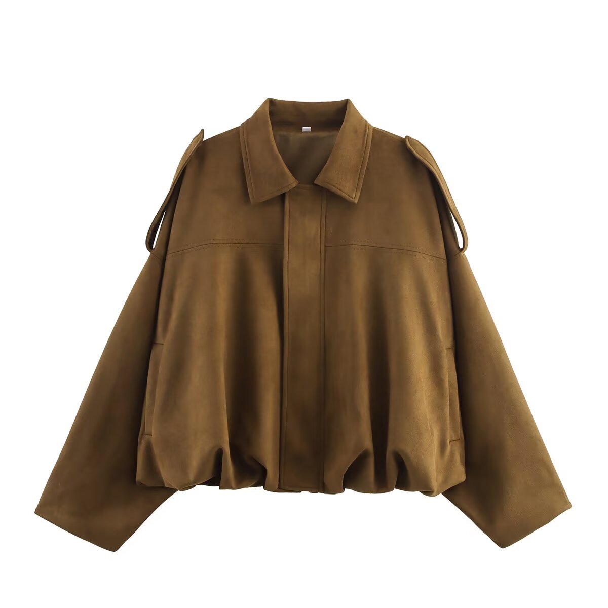 Womens Lapel Zipper Suede Jacket