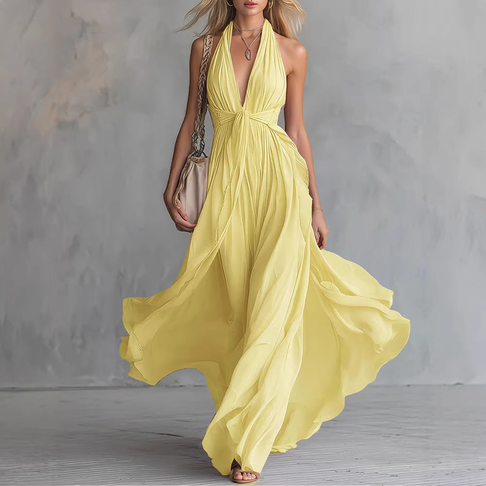 Womens V-Neck Sleeveless Dress
