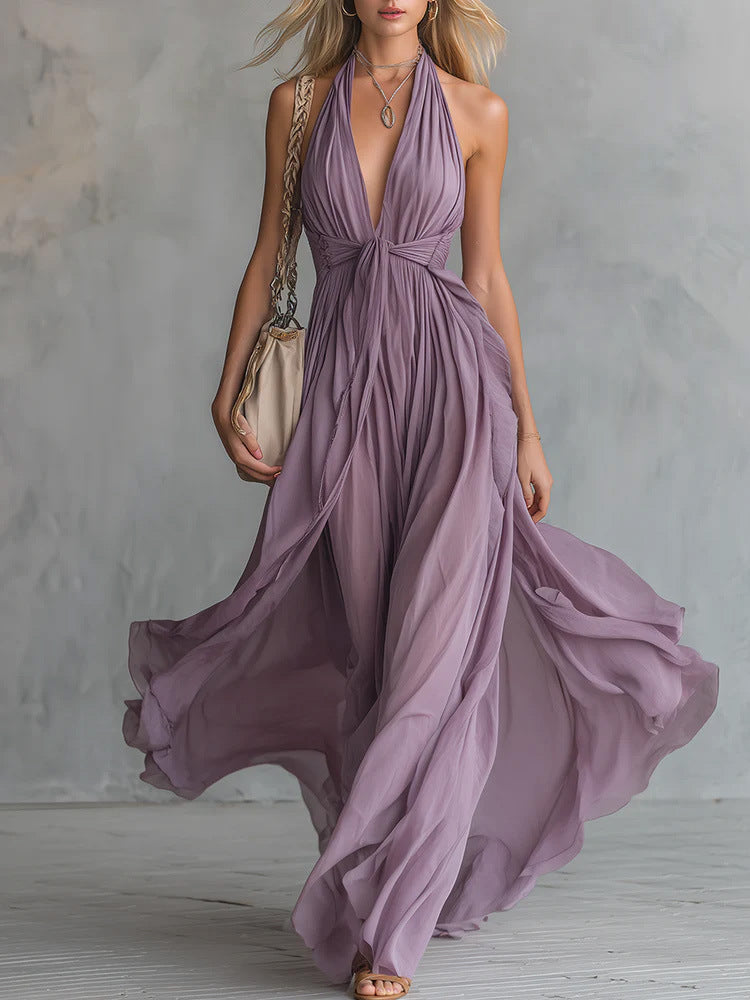 Womens V-Neck Sleeveless Dress