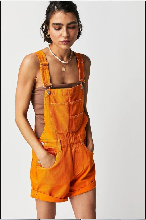 Women's Denim Suspender Shorts