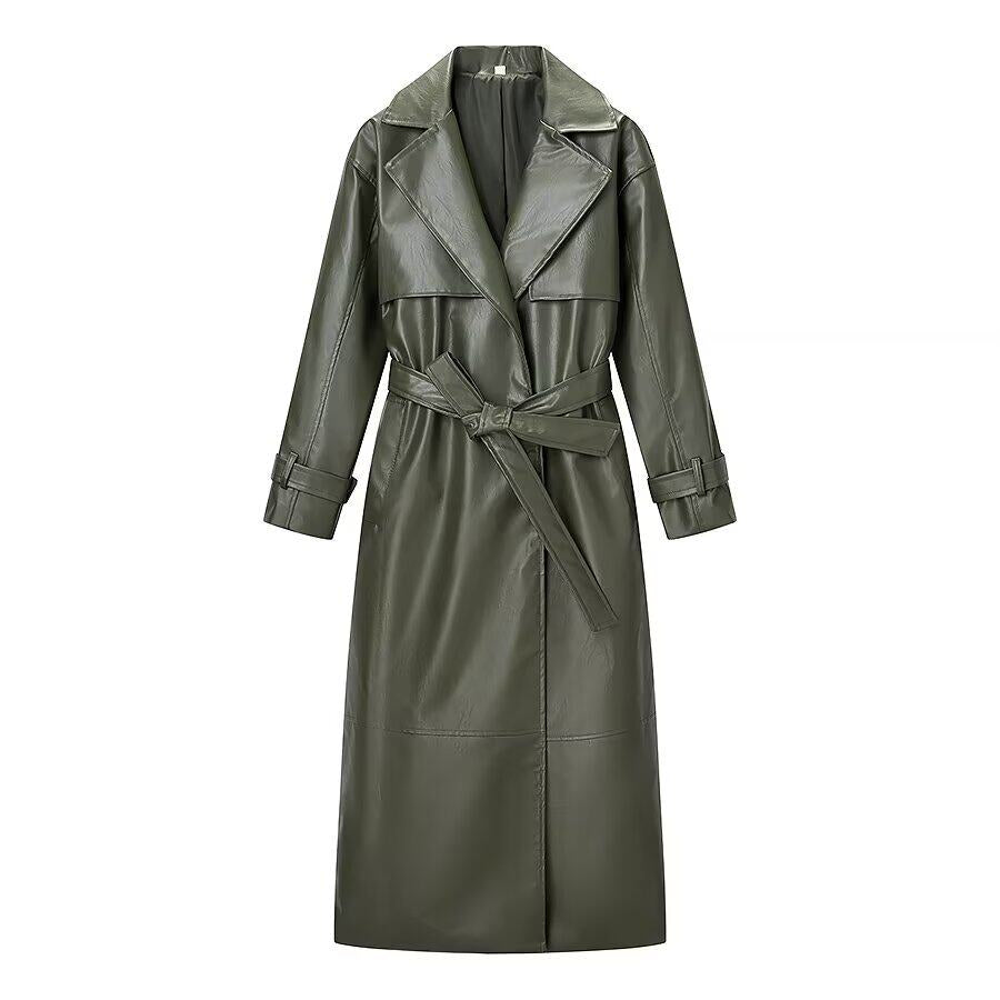 American Retro Long Coat with Belt