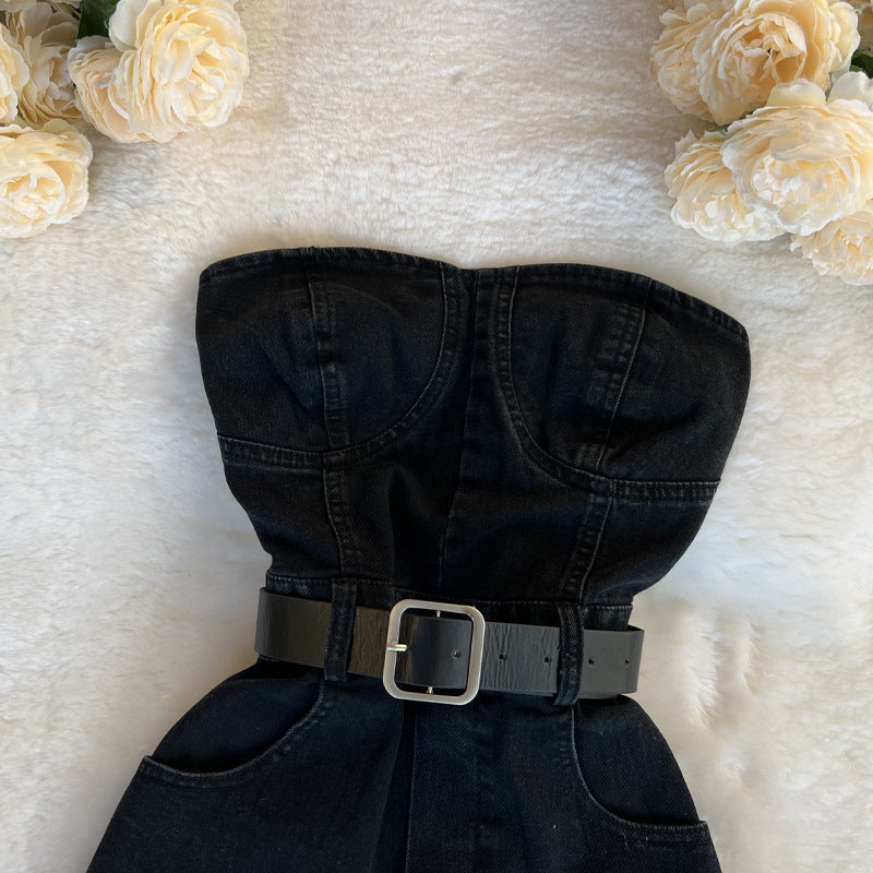 Womens Denim Jumpsuit Shorts