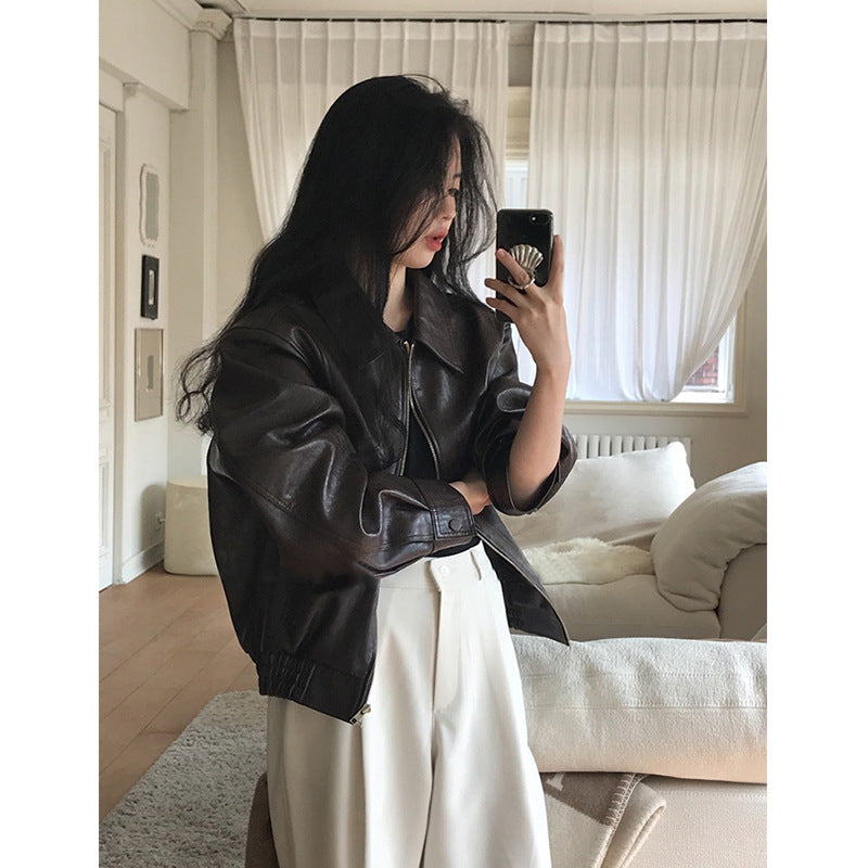 Womens PU Leather Biker Jacket