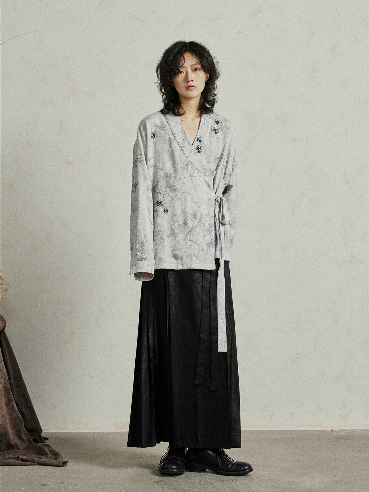 Zen Inspired Bamboo Print Long Sleeve Shirt