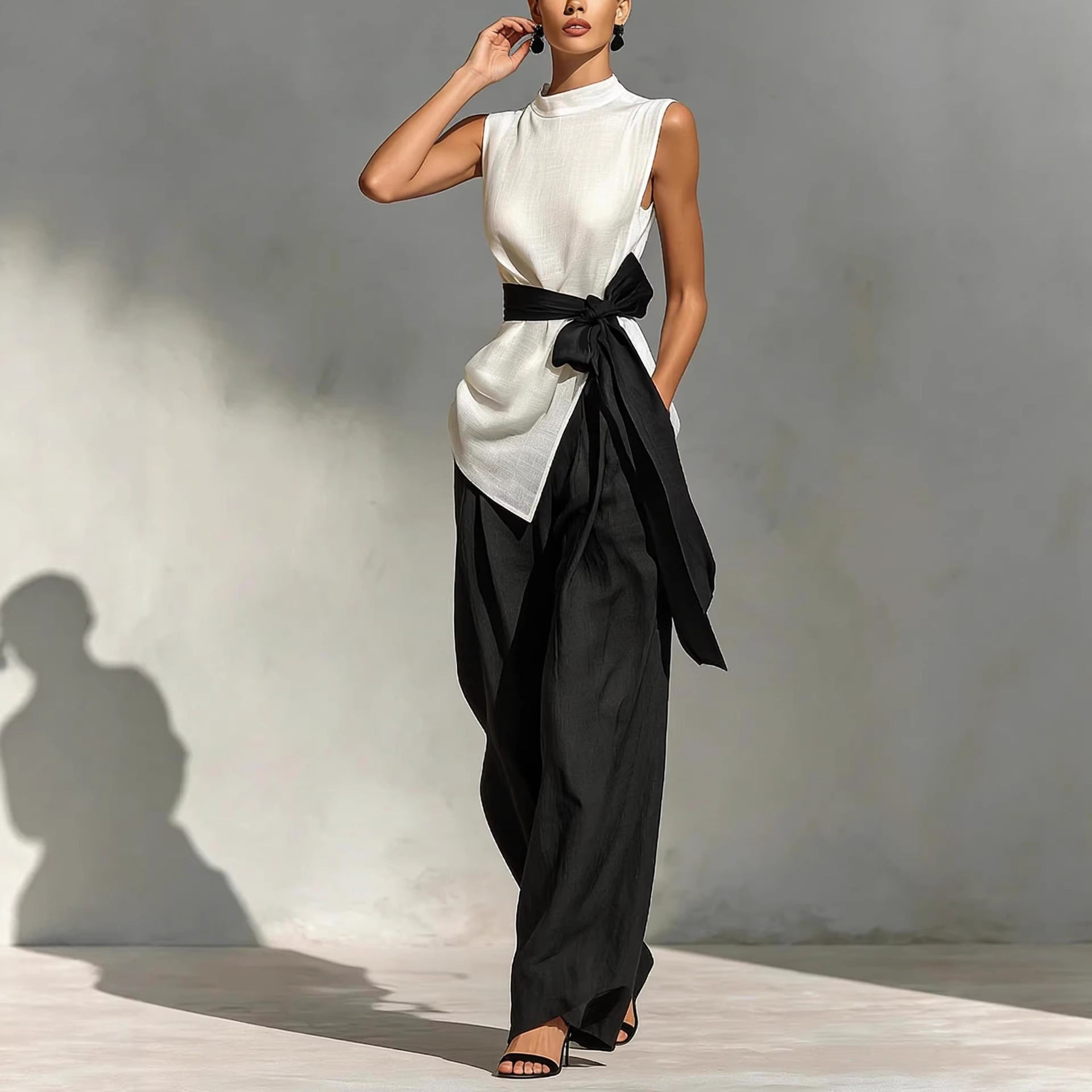 Womens Sleeveless Top and Wide-Leg Pants