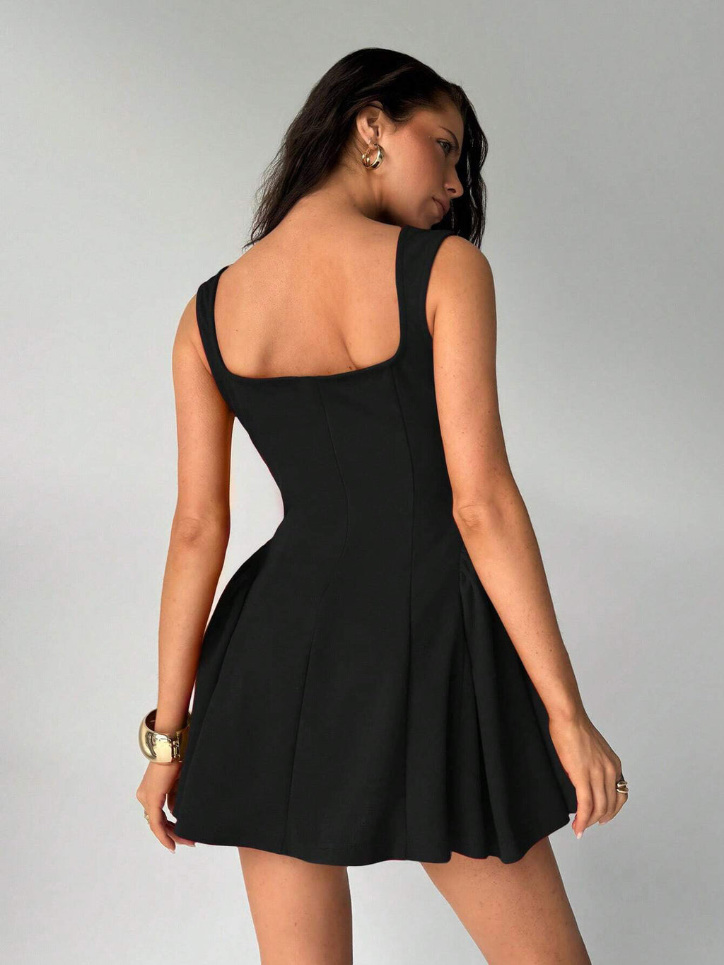 Womens Sleeveless Square Neck Slim Dress