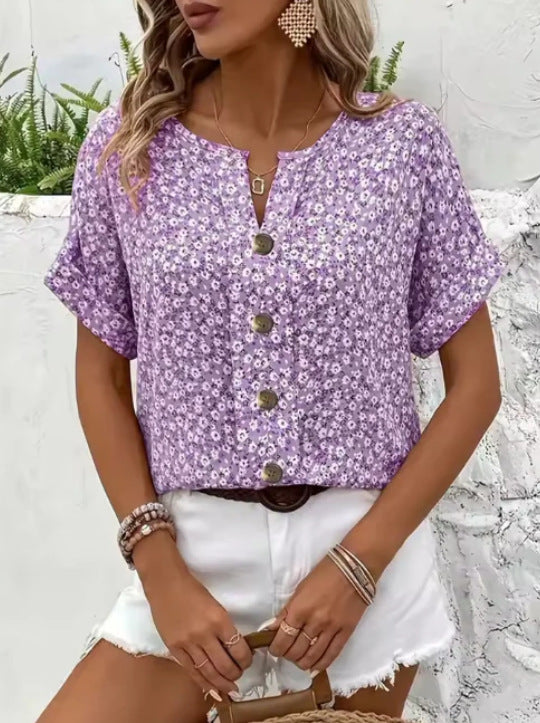 Women's 3D Jacquard V-Neck T-Shirt