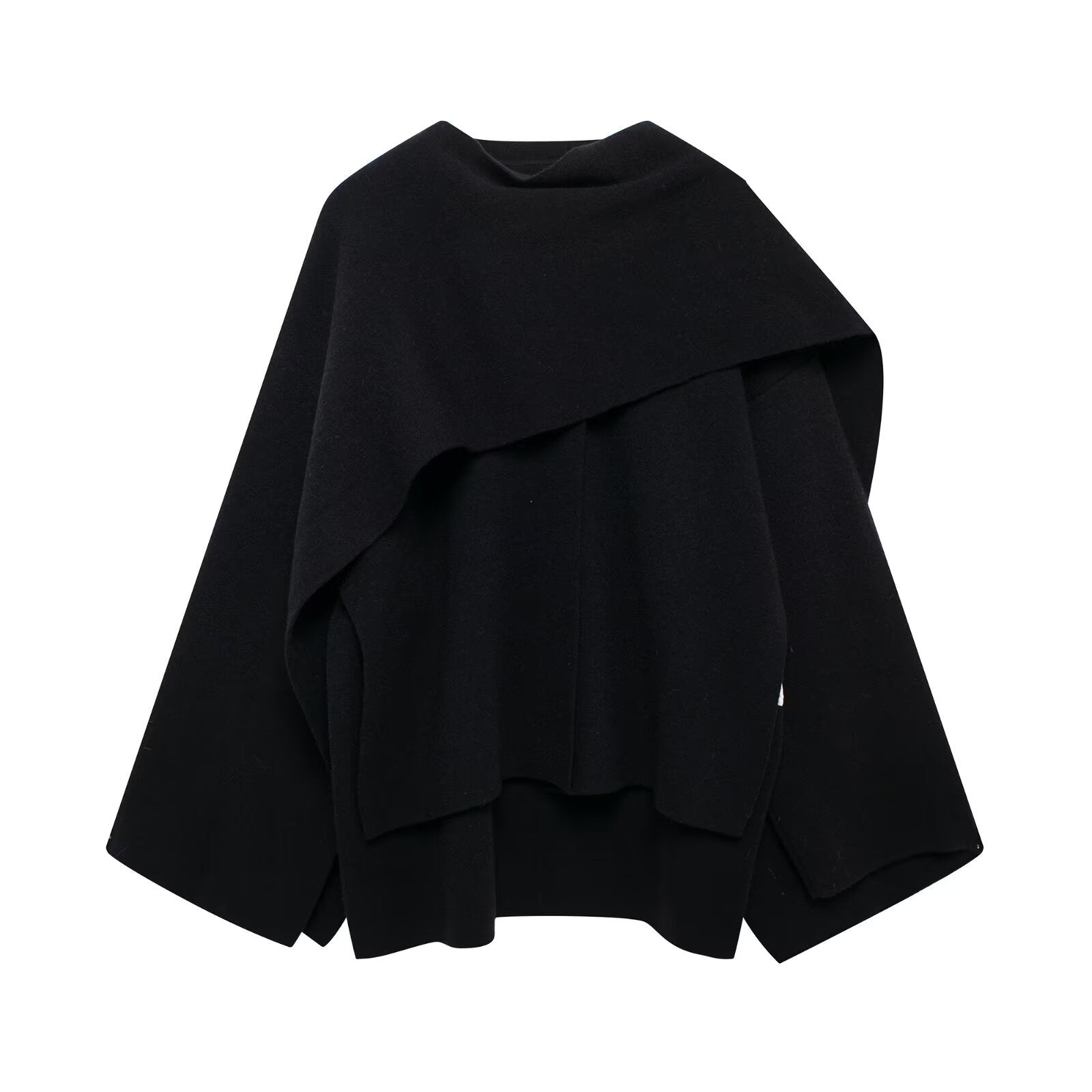 Asymmetrical Scarf Collar Knitted Jacket