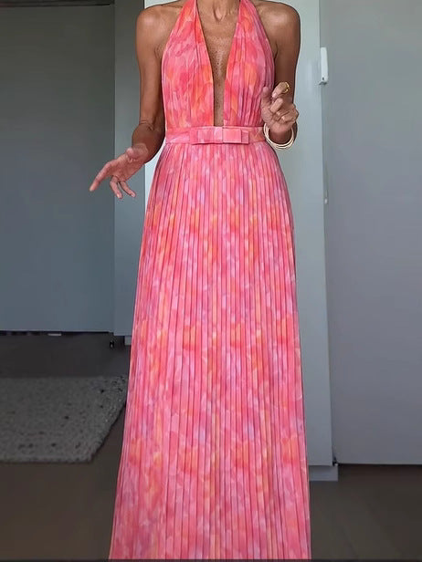 Womens Deep V Backless Slip Dress