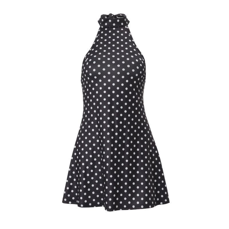 Elegant Printed Open-Back Dress